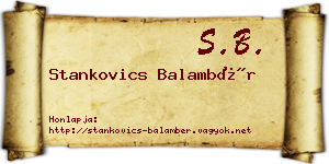 Stankovics Balambér névjegykártya